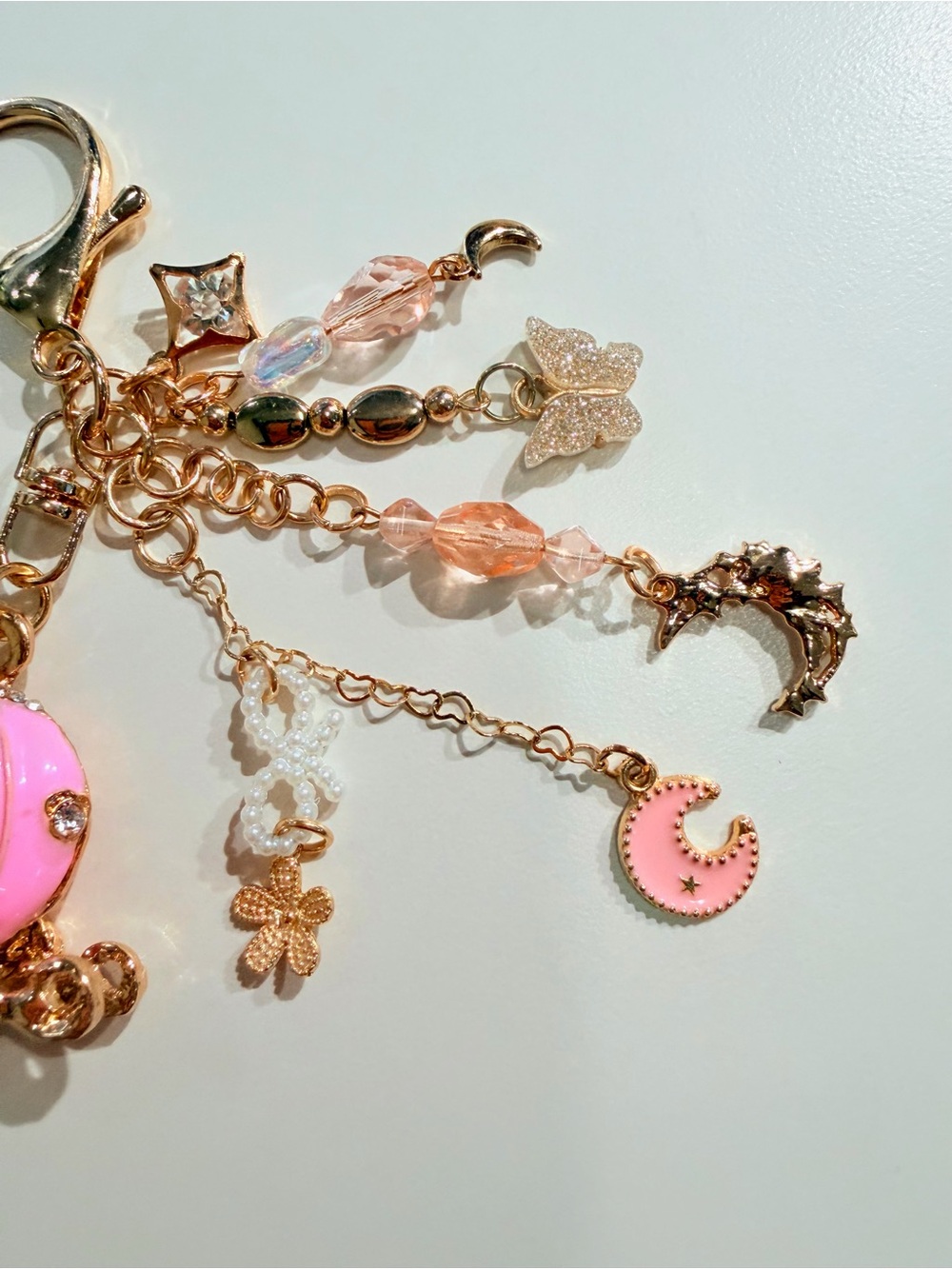 Pink Enamel Pumpkin Carriage Pendant Bag Charm ✨Upcycled✨ - Picture 6 of 7